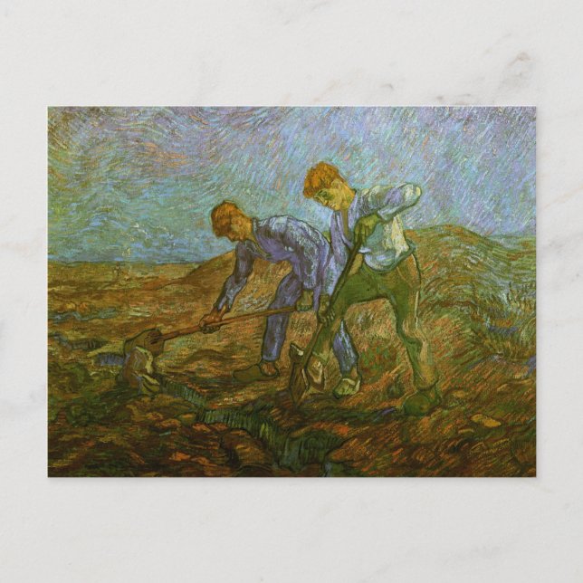 Zwei Bauern graben, Van Gogh Fine Art Postkarte (Vorderseite)