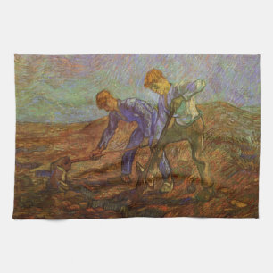 Zwei Bauern graben von Vincent van Gogh Geschirrtuch