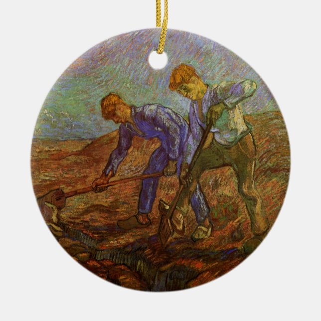 Zwei Bauern graben von Vincent van Gogh Keramikornament (Vorne)
