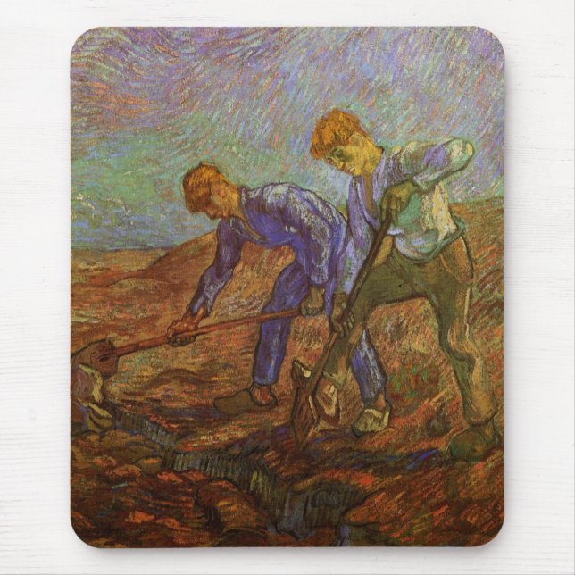Zwei Bauern graben von Vincent van Gogh Mousepad (Vorne)