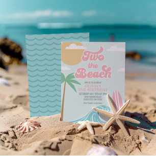 Zwei Beach PINK Surf Beach 2. Geburtstag Einladung
