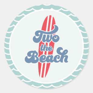 Zwei Beach Surf Beach 2. Geburtstag Runder Aufkleber