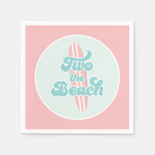 Zwei Beach Surf Beach 2. Geburtstagspapier-Teller Serviette