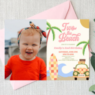 Zwei Beach Surf Bild 2. Geburtstag Party Einladung