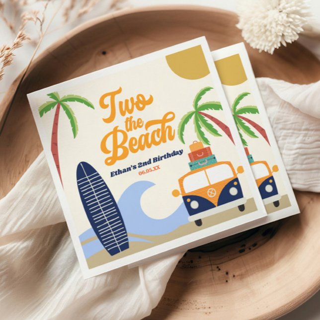 Zwei Beach Surf Blau 2. Geburtstag Party Serviette (Von Creator hochgeladen)