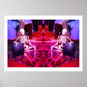 Zwei beängstigende Skelettkunst Poster