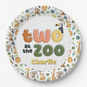 Zwei bei der Zoo Safari Animal Birthday Party Pappteller