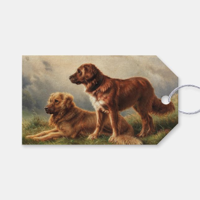Zwei beobachtende Hunde Geschenkanhänger (Vorderseite (Horizontal))