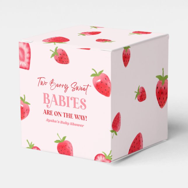 Zwei Berry Sweet Babies Strawberry Twin Baby Dusch Geschenkschachtel (Vorderseite)