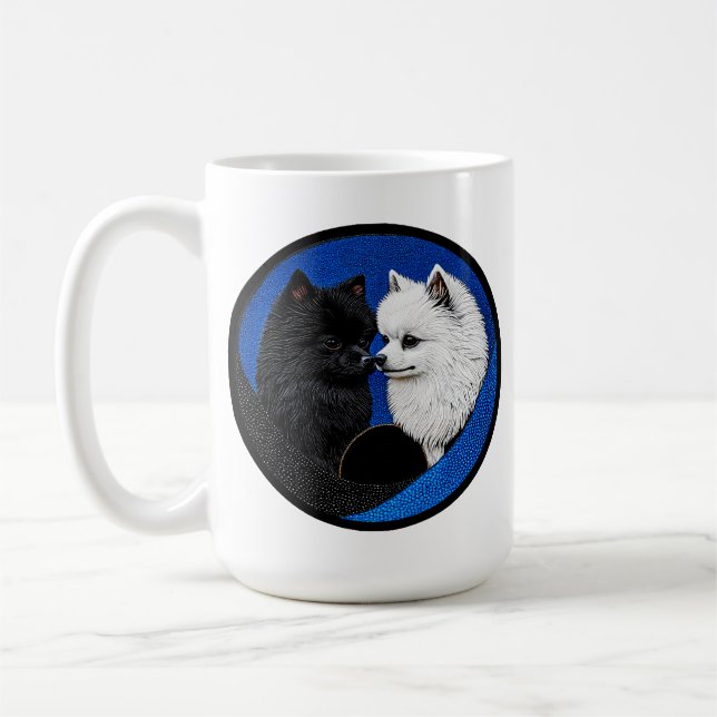 Zwei bezaubernde Spitzhunde Kaffeetasse (Links)