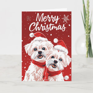 Zwei Bichon Frise frohe Weihnachten Personalisiert