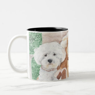 Zwei Bichons und ein Freund auf einer Tasse / Cup