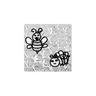 Zwei Bienen auf Honeycomb Gummistempel