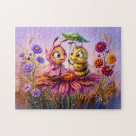 Zwei Bienen treffen sich auf einer Blume während e Puzzle