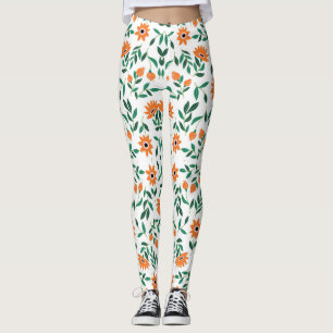 Zwei Bilder von floralen Leggings zeigen
