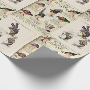Zwei Bildmuster Vintage Französische Hüte Geschenk Geschenkpapier