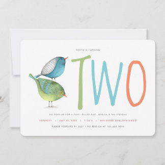 Zwei Birdie zweite Geburtstagsparty Einladung