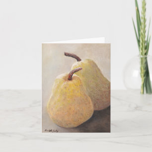 Zwei Birnen Original-Stillleben-Kunst-Notizkarte Dankeskarte