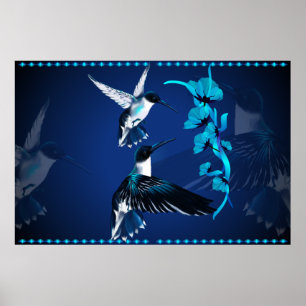 Zwei blaue Hummingbirds-Yardsign Poster