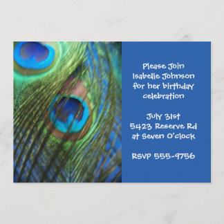 Zwei Blaue Pfauenfedern zum Geburtstag Einladung