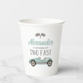 Zwei blaue Rennwagen zum Geburtstag Pappbecher
