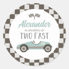 Zwei blaue Rennwagen zum Geburtstag Runder Aufkleber