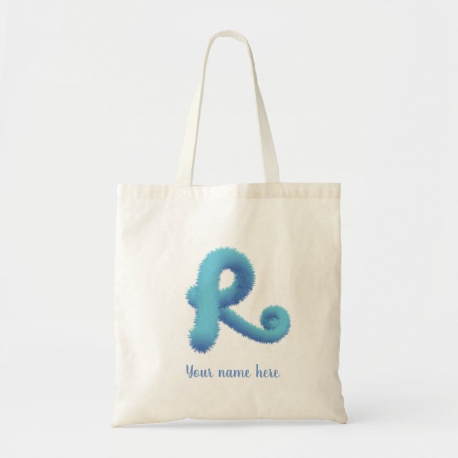 zwei blaue samvety R Monogramm und erste Tragetasche (Vorne)