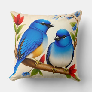 Zwei blaue Vögel Kissen Minimale Natur-Dekoration
