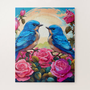Zwei blaue Vögel Puzzle