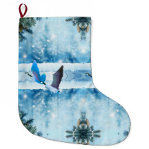 Zwei blaue Weihnachtsgans-Strümpfe