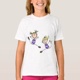 Zwei blonde Mädchen-Turn-T-Shirts und Geschenke T-Shirt
