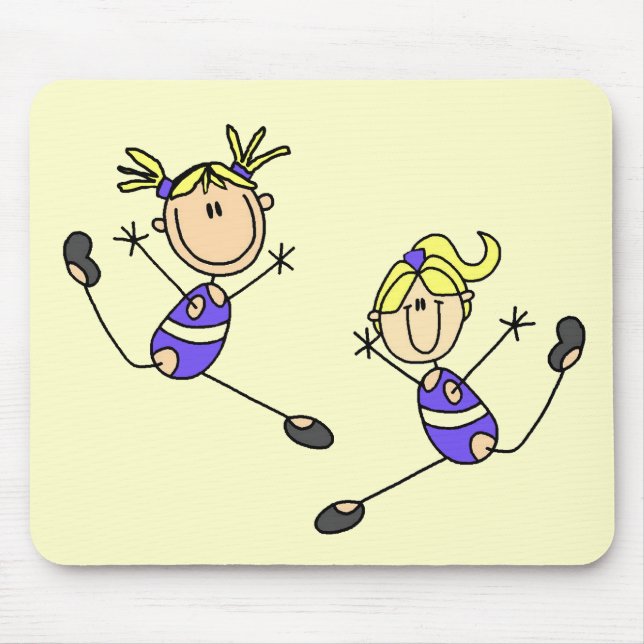 Zwei blonde Mädchengymnast-T-Shirts und Geschenke Mousepad (Vorne)