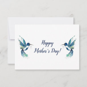 Zwei Blue Hummingbirds Day Card Dankeskarte