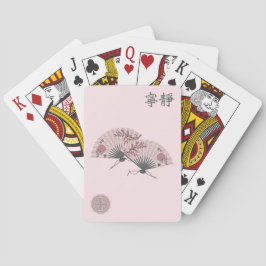 Zwei blühende asiatische Rosa-Fans "Serenity" digi Spielkarten