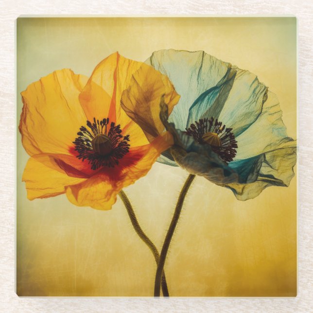 Zwei Blume Glasuntersetzer (Vorderseite)