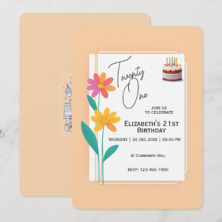 Zwei Blume mit der Geburtstagskarte von Cake Einladung