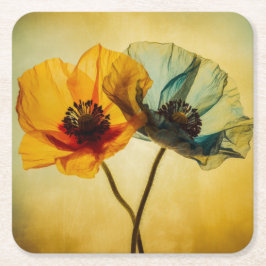 Zwei Blume Rechteckiger Pappuntersetzer