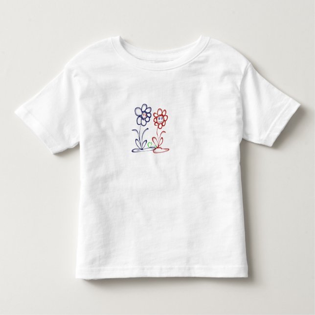 Zwei Blumen mit Herz Kleinkind T-shirt (Vorderseite)
