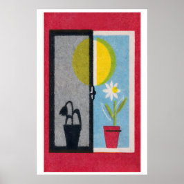 Zwei Blumen Streichholzschachtel Druck Vintage Ost Poster