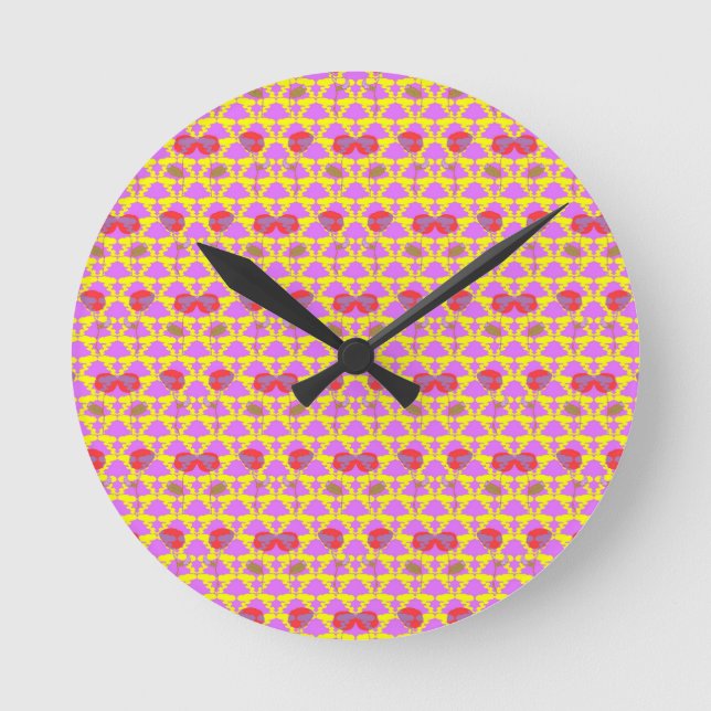 Zwei Blumenrosen Runde Wanduhr (Vorderseite)