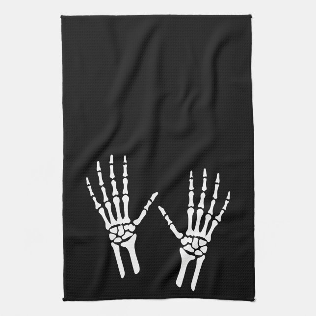 Zwei Bony Skeleton Hands Geschirrtuch (Vertikal)