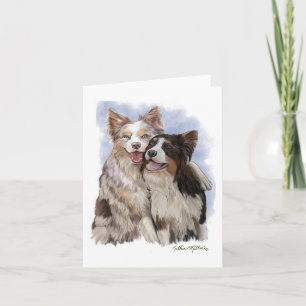 Zwei Border Collie Freunde Cartoon Karte