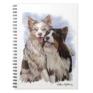 Zwei Border Collie Freunde Cartoon Notizblock