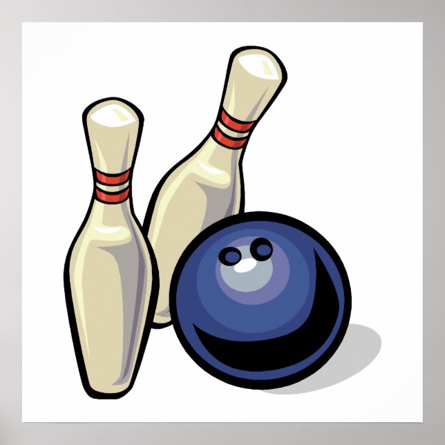zwei Bowling-Buttone und Bowlingball-Design Poster (Vorne)
