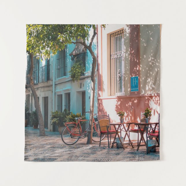 Zwei braune Tischdecken im Freien Wandteppich (Vorderseite)