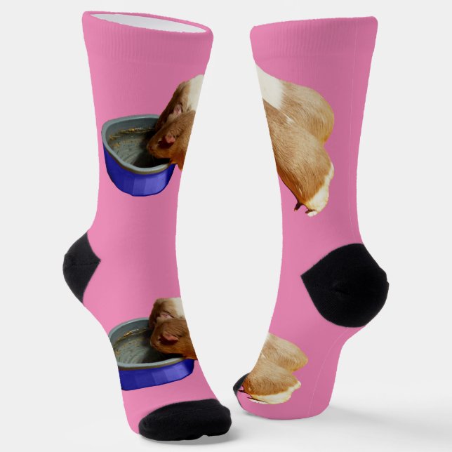 Zwei braune und weiße Guinea trinkende Schweine, S Socken (Gewinkelt)