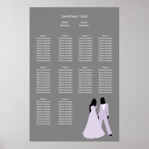 Zwei Braut Hochzeit (Lilac und Gray) Sitzplan Poster