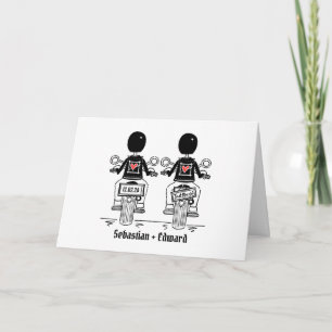 Zwei Bräutigame Biker Motorrad-Hochzeit Karte