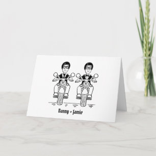 Zwei Bräutigams Biker Motorrad Hochzeit Karte