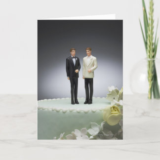Zwei Bräutigfiguren auf dem Hochzeitstorch Karte